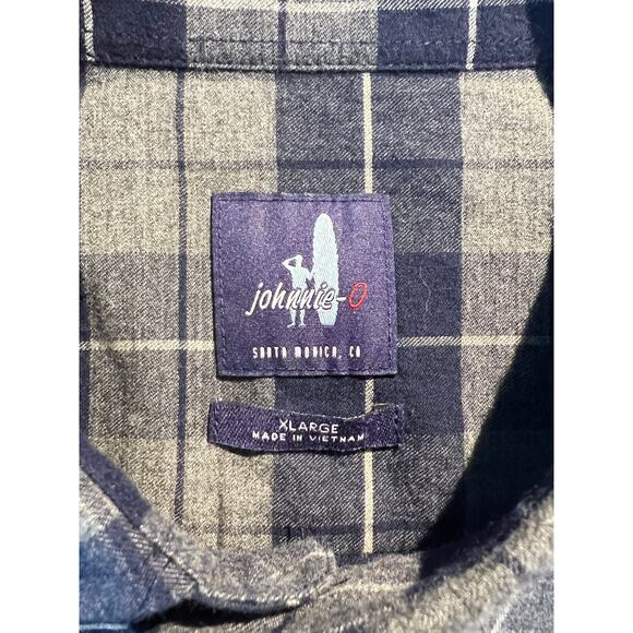 Johnnie O Shirt Mens Whitman Classic Plaid Blue Flannel Button Up Heritage - Picture 4 of 5
